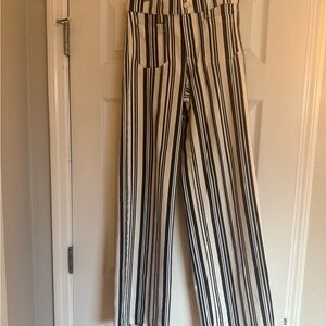 Striped Black and White Wide-Leg Pants